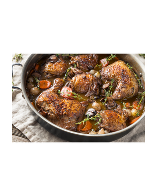 Coq au Vin cooked in Pan