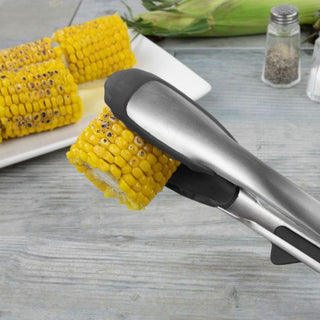 Silicone Tip Top Tongs, Black - La Cuisine