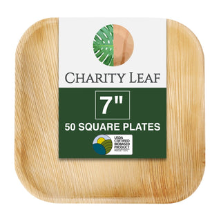 Palm Leaf Square Plate, 7" Pack/25 - La Cuisine