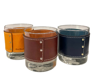 Leather Wrapped Rocks Glassware - La Cuisine