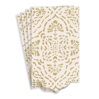 Annika Die-Cut Paper Linen Guest Towel Napkins in Ivory & Gold - 12 Per Package - La Cuisine