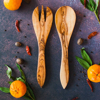 Olive Wood Salad Servers - La Cuisine