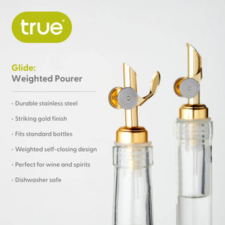 Glide Gold-Finish Weighted Bottle Pourers - Set of 2 - La Cuisine