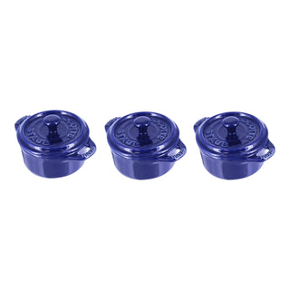 Mini Round Ceramic Cocotte, Set/3 - La Cuisine