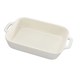 Ceramic Rectangular Baking Dish, Set/2, Ivory-White - La Cuisine