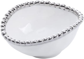 Salerno Oval Condiment Bowl, White/Silver - La Cuisine