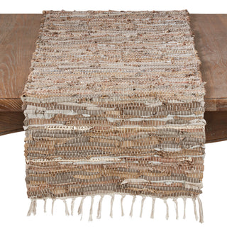 Leather Chindi Runner - Natural 16"x108"