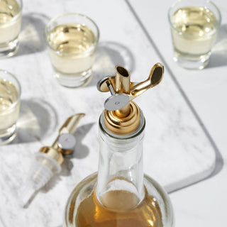 Glide Gold-Finish Weighted Bottle Pourers - Set of 2 - La Cuisine