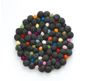 Virgin Wool Trivet "Nero", Round, 8" Dia. - La Cuisine