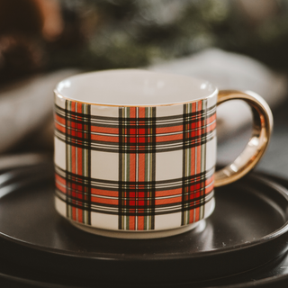 White Plaid Coffee Mug