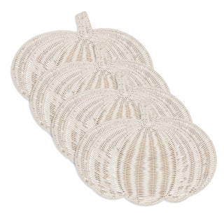 Fall Harvest Rattan Pumpkin Placemat: White, Set/4 - La Cuisine
