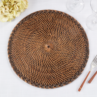 Woven Rattan Placemat, Round - Brown, Set/4 - La Cuisine