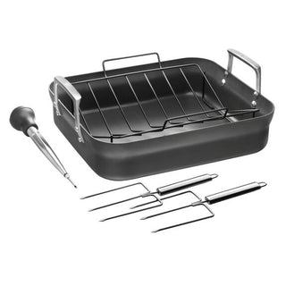 Motion Aluminum Hard Anodized Nonstick Roasting Pan, 16" X 14" - La Cuisine