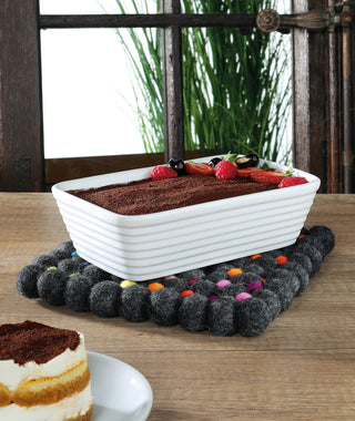 Virgin Wool Trivet "Nero", Square, 8X8" - La Cuisine