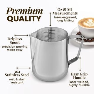 Stainless Steel Frothing Pitcher, 20oz - La Cuisine