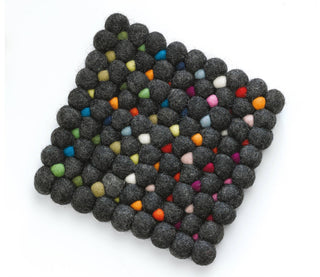 Virgin Wool Trivet "Nero", Square, 8X8" - La Cuisine