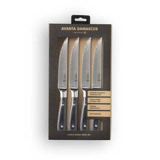 Avanta Damascus Fine Edge Steak Knife Set/4 - La Cuisine
