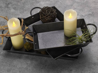 Mikasa Black Galvanized 3Pc Serving Tray Set - La Cuisine