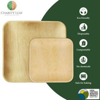 Palm Leaf Square Plate Dinner Set, 10" & 6" Pk/50 - La Cuisine