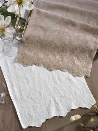Stonewashed Embroidered Runner - Natural - La Cuisine