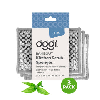 Set of 3 Bambou Sponges with Scrub: Gray