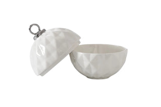 Large Ornament Bowl, White/Silver - La Cuisine