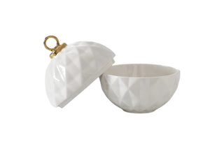 Large Ornament Bowl, White/Gold - La Cuisine