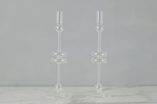 Clear Glass Candlesticks Set/2, Large - La Cuisine