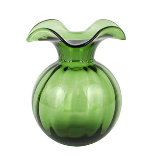 Hibiscus Glass Dark Green Medium Fluted Vase - La Cuisine