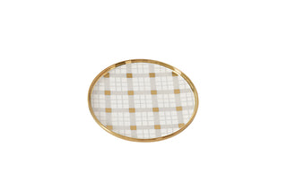 Small Plate, White/Gold Plaid - La Cuisine