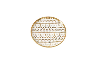 Small Plate, White/Gold Fair Isle - La Cuisine