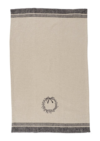 Natural Embroidered Kitchen Towel