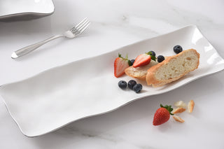 Thin & Simple Rectangular Serving Piece, White/Titanium - La Cuisine