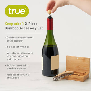 Keepsake Bamboo Wine Accessory Set w/ Storage Box - Set of - La Cuisine