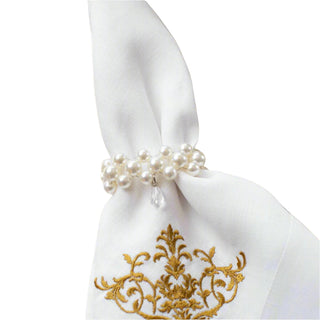 Pearl with Teardrop Napkin Ring Set/4 - La Cuisine
