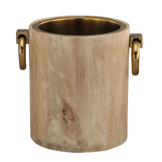 Gold Metal White Wood Wine Cooler - La Cuisine