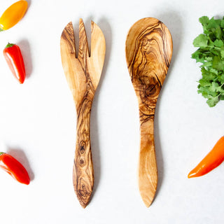 Olive Wood Salad Servers - La Cuisine
