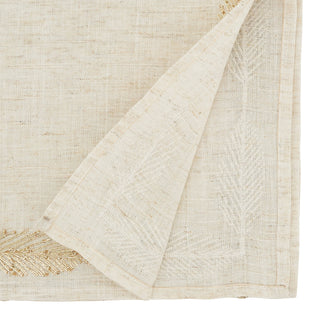Intricate Leaf Pattern Embroidered Table Runner - Natural - La Cuisine