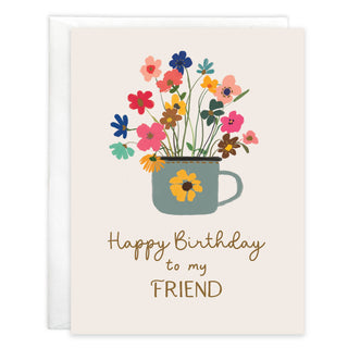 Birthday Greeting Card - Cup of Flowers - La Cuisine