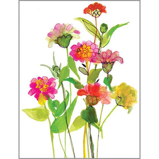 Blank Note Card - Little Zinnias