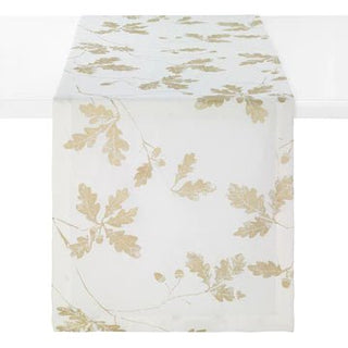 Acorn 90" Table Runner- Gold and White - La Cuisine