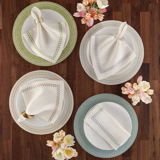Pearls Beige White Place Mats, Set/4 - La Cuisine