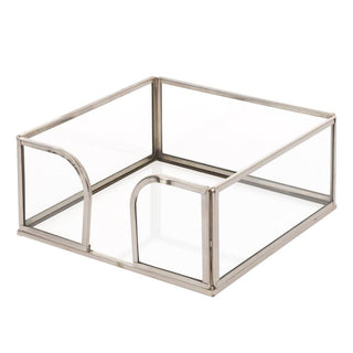 Silver Edge Glass Caddy for Paper Cocktail Napkins - La Cuisine