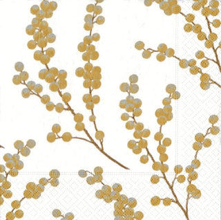 Berry Branches Silver/White Paper Cocktail Napkins - La Cuisine