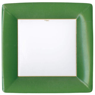 Grosgrain Border - Hunter Green Sq Dinner Plates - La Cuisine