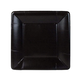 Grosgrain Square Paper Salad & Dessert Plates in Black - 8 Per Package - La Cuisine