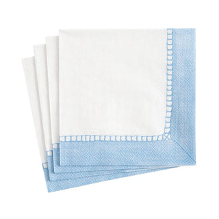 Linen Border Paper Cocktail Napkins in Light Blue - 20 Per Package - La Cuisine