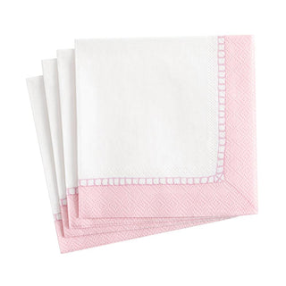 Petal Pink Linen Border Paper Cocktail Napkins - La Cuisine