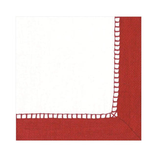 Red Linen Border Paper Luncheon Napkins - La Cuisine