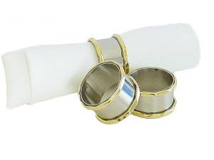 Two Tone Napkin Rings, Nickel Set/4 - La Cuisine